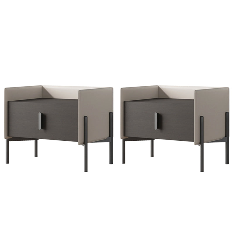 Comodino da letto in legno in finto cabinetto industriale con cassetto