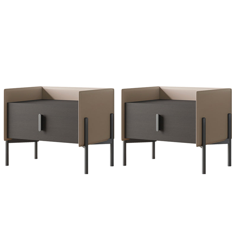 Comodino da letto in legno in finto cabinetto industriale con cassetto