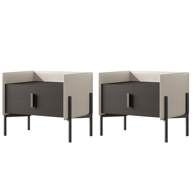 Comodino da letto in legno in finto cabinetto industriale con cassetto