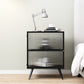 Contemporary Metal Nightstand Lower Shelf Bedside Cabinet with Door for Bedroom Black 1 Piece Left Clearhalo 'Bedroom Furniture' 'furn' 'furn_night_stand' 'Furniture' 'night_stand' 'Nightstands' 6059824