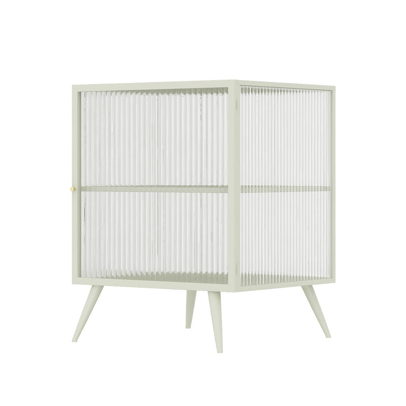 Contemporary Metal Nightstand Lower Shelf Bedside Cabinet with Door for Bedroom Off-White 1 Piece Right Clearhalo 'Bedroom Furniture' 'furn' 'furn_night_stand' 'Furniture' 'night_stand' 'Nightstands' 6059825