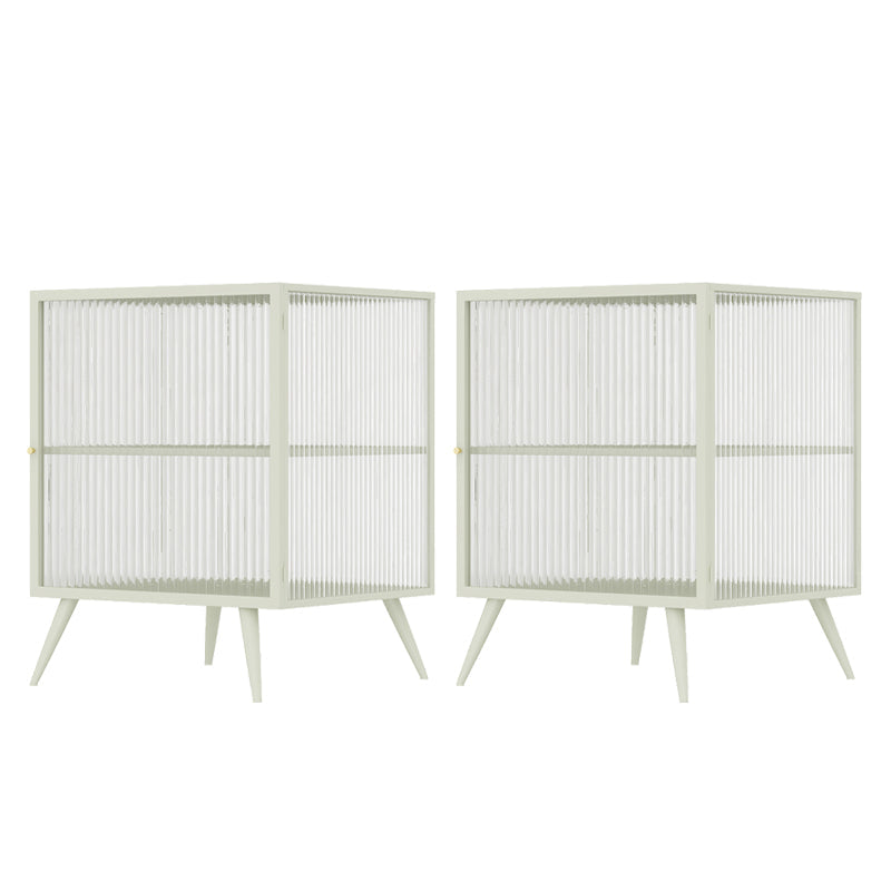 Contemporary Metal Nightstand Lower Shelf Bedside Cabinet with Door for Bedroom Off-White 2 Piece Set Right Clearhalo 'Bedroom Furniture' 'furn' 'furn_night_stand' 'Furniture' 'night_stand' 'Nightstands' 6059837