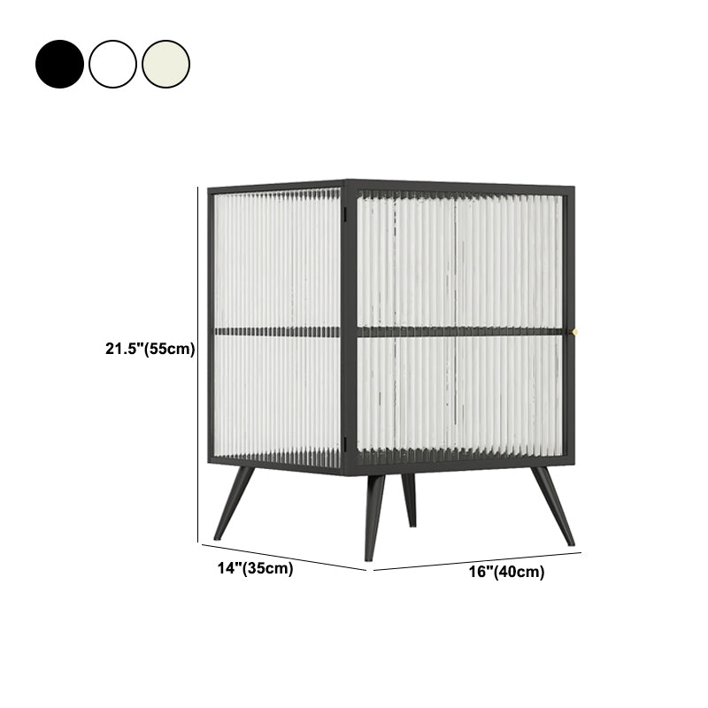 Contemporary Metal Nightstand Lower Shelf Bedside Cabinet with Door for Bedroom Clearhalo 'Bedroom Furniture' 'furn' 'furn_night_stand' 'Furniture' 'night_stand' 'Nightstands' 6059840