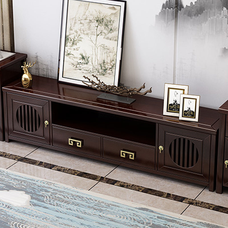 Mueble de TV de madera maciza, consola de soporte de TV abierta Simple para el hogar, estilo tradicional