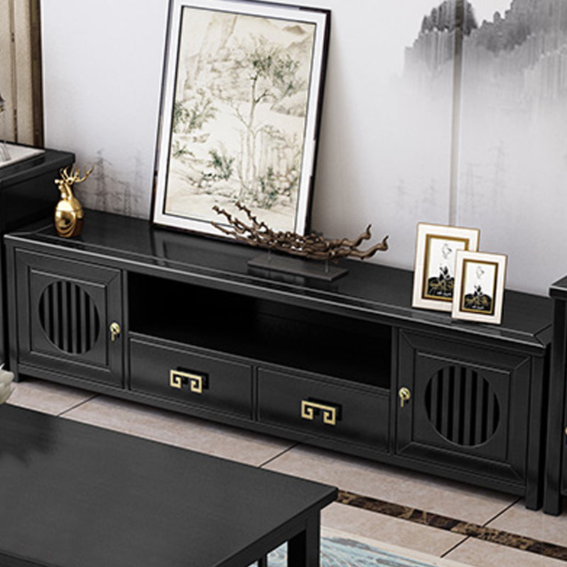 Mueble de TV de madera maciza, consola de soporte de TV abierta Simple para el hogar, estilo tradicional