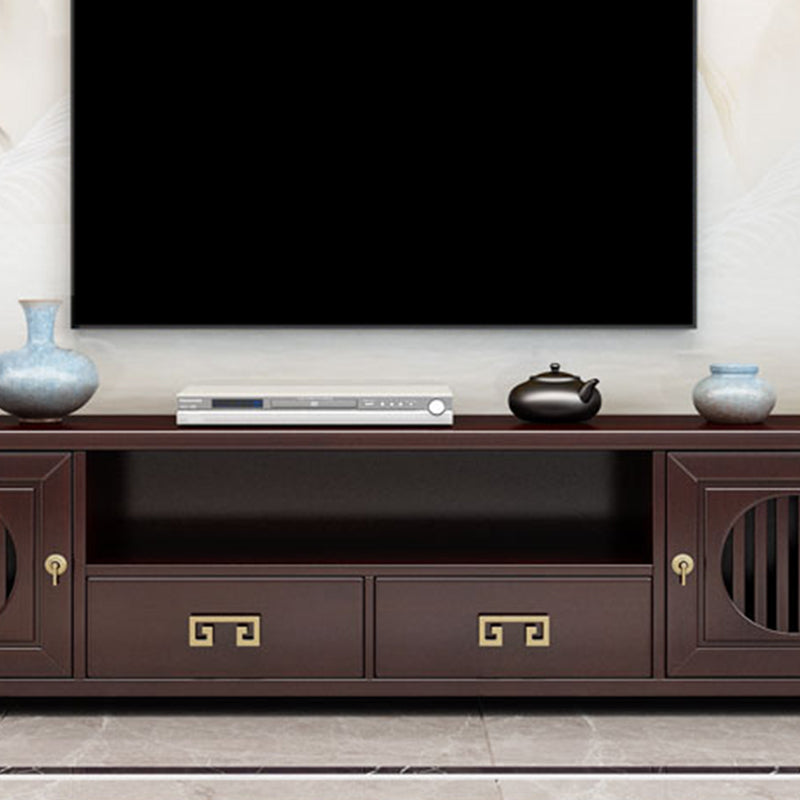 Mueble de TV de madera maciza, consola de soporte de TV abierta Simple para el hogar, estilo tradicional