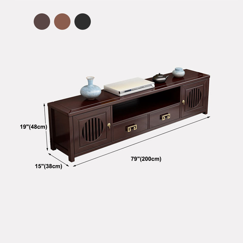 Mueble de TV de madera maciza, consola de soporte de TV abierta Simple para el hogar, estilo tradicional