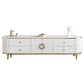 Glam Stone Top TV Stand White 4-Drawer TV Console with Cabinet