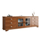 Porta TV in legno di gomma Mobile TV moderno con ante e cassetti