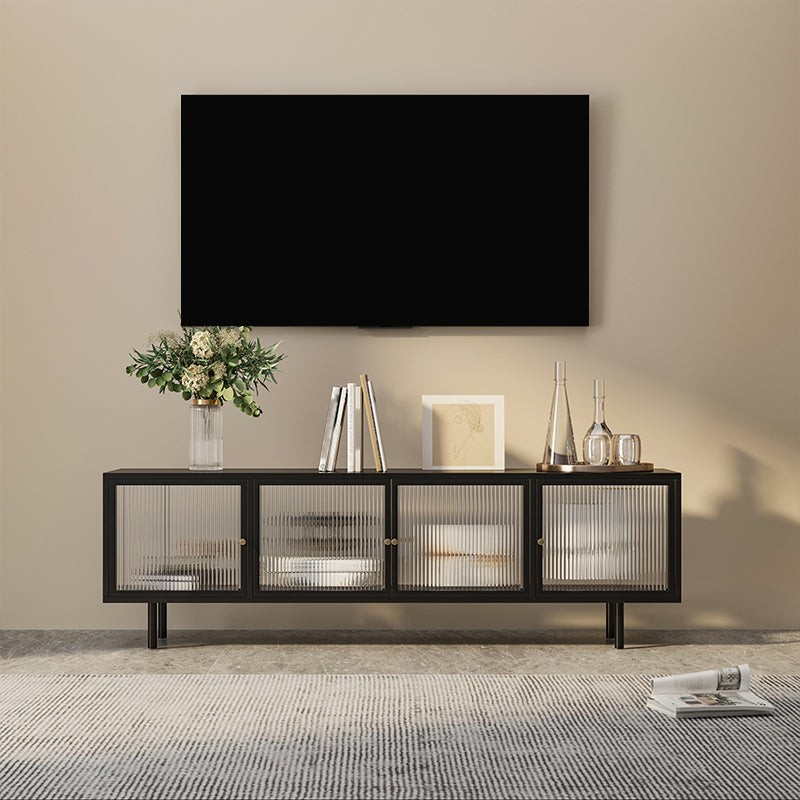 Metal Enclosed Storage TV Stand Industrial Home TV Cabinet with Glass Doors Black Clearhalo 'furn' 'furn_tv_stands_entertainment_centers' 'Furniture' 'Living Room Furniture' 'TV Stands & Entertainment Centers' 'TV Stands & Media Storage Furniture' 'tv_stands_entertainment_centers' 6060246