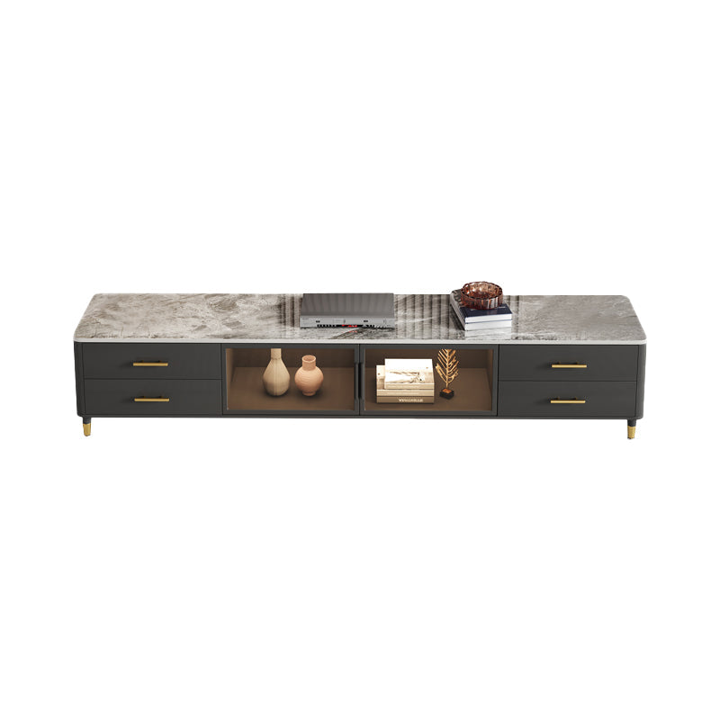 Stone Top Media Console Contemporary TV Media Stand with Metal Legs Grey Clearhalo 'furn' 'furn_tv_stands_entertainment_centers' 'Furniture' 'Living Room Furniture' 'TV Stands & Entertainment Centers' 'TV Stands & Media Storage Furniture' 'tv_stands_entertainment_centers' 6060276