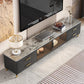 Stone Top Media Console Contemporary TV Media Stand with Metal Legs 79"L x 16"W x 18"H Grey Clearhalo 'furn' 'furn_tv_stands_entertainment_centers' 'Furniture' 'Living Room Furniture' 'TV Stands & Entertainment Centers' 'TV Stands & Media Storage Furniture' 'tv_stands_entertainment_centers' 6060279
