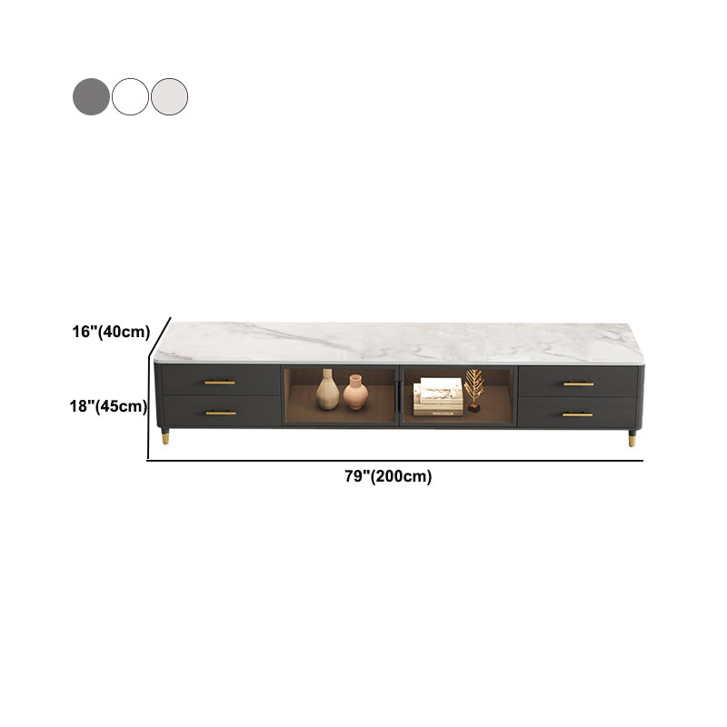Stone Top Media Console Contemporary TV Media Stand with Metal Legs Clearhalo 'furn' 'furn_tv_stands_entertainment_centers' 'Furniture' 'Living Room Furniture' 'TV Stands & Entertainment Centers' 'TV Stands & Media Storage Furniture' 'tv_stands_entertainment_centers' 6060286