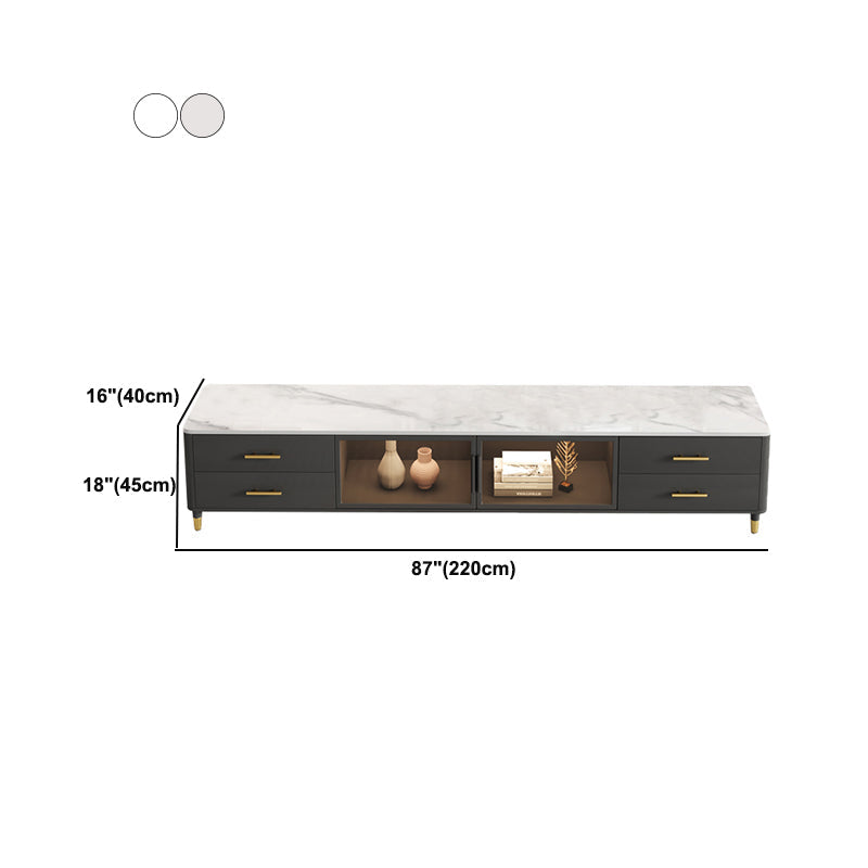 Stone Top Media Console Contemporary TV Media Stand with Metal Legs Clearhalo 'furn' 'furn_tv_stands_entertainment_centers' 'Furniture' 'Living Room Furniture' 'TV Stands & Entertainment Centers' 'TV Stands & Media Storage Furniture' 'tv_stands_entertainment_centers' 6060287