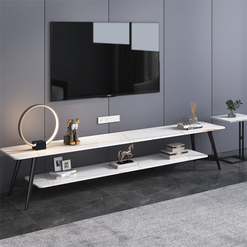Mueble de TV nórdico para sala de estar, soporte de TV de arte del hierro con placa de roca Simple y moderna
