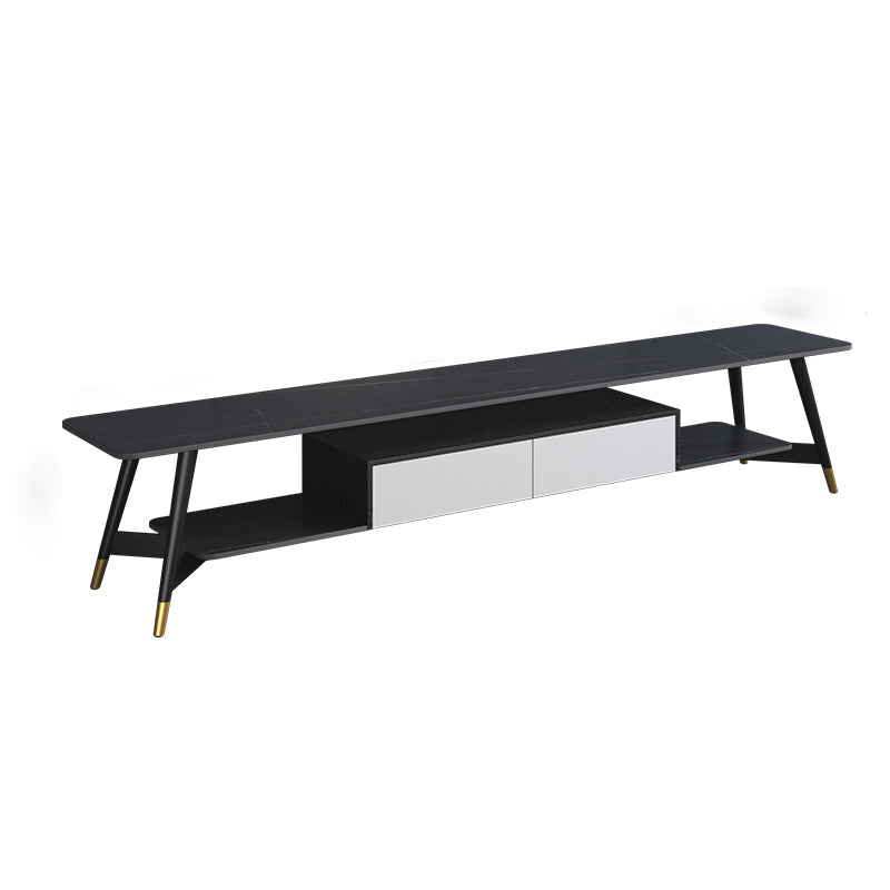 Mueble de TV nórdico para sala de estar, soporte de TV de arte del hierro con placa de roca Simple y moderna