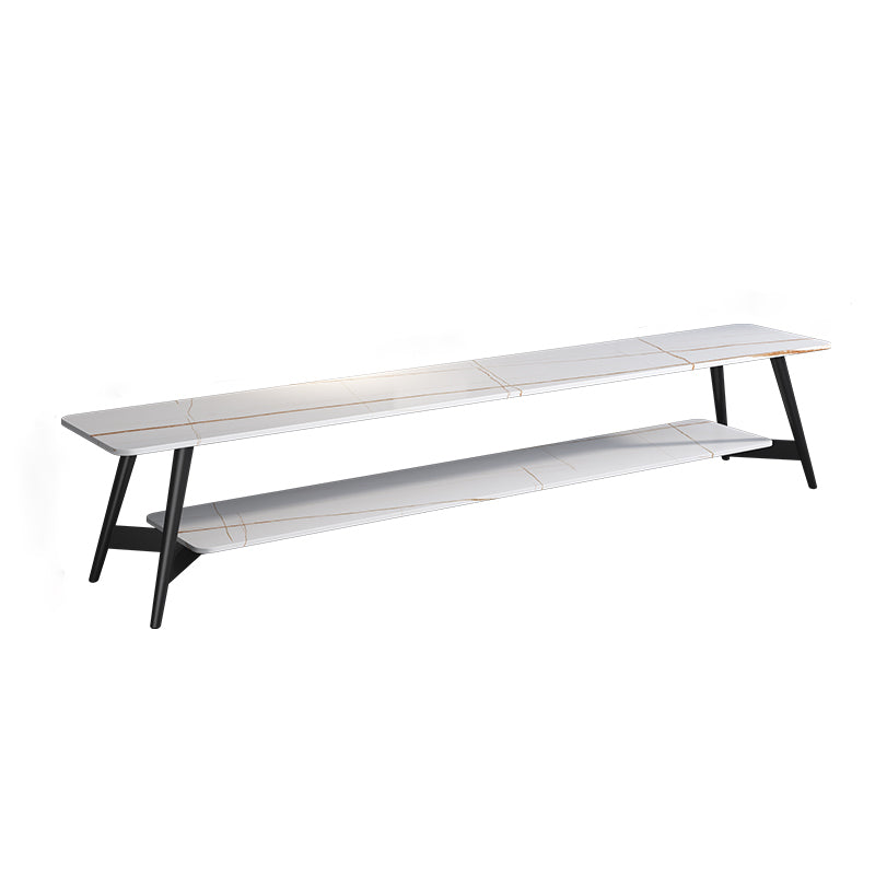 Mueble de TV nórdico para sala de estar, soporte de TV de arte del hierro con placa de roca Simple y moderna