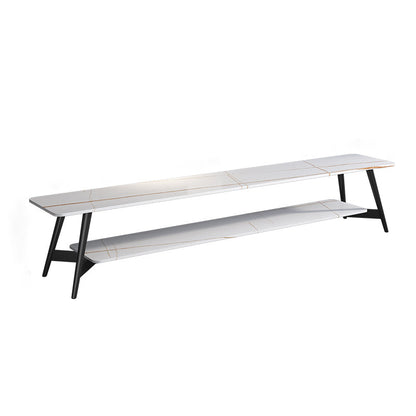 Mueble de TV nórdico para sala de estar, soporte de TV de arte del hierro con placa de roca Simple y moderna