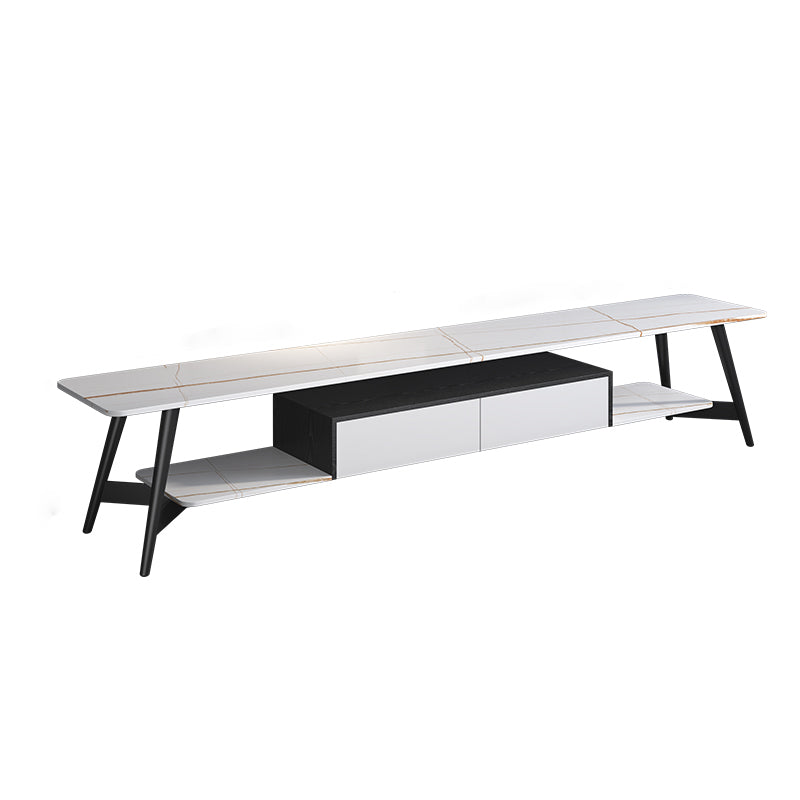 Mueble de TV nórdico para sala de estar, soporte de TV de arte del hierro con placa de roca Simple y moderna