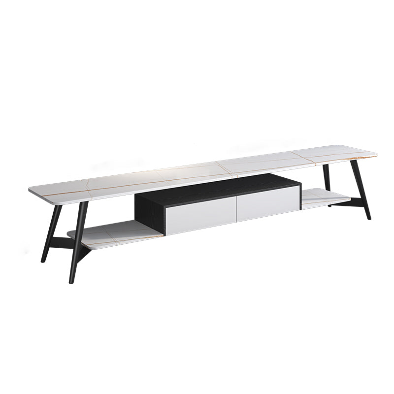 Mueble de TV nórdico para sala de estar, soporte de TV de arte del hierro con placa de roca Simple y moderna