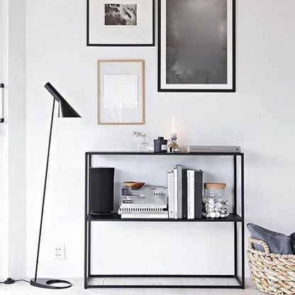 Tavolo da divano di divano console di ferro contemporaneo Tavolino console rettangolare con scaffale per la sala