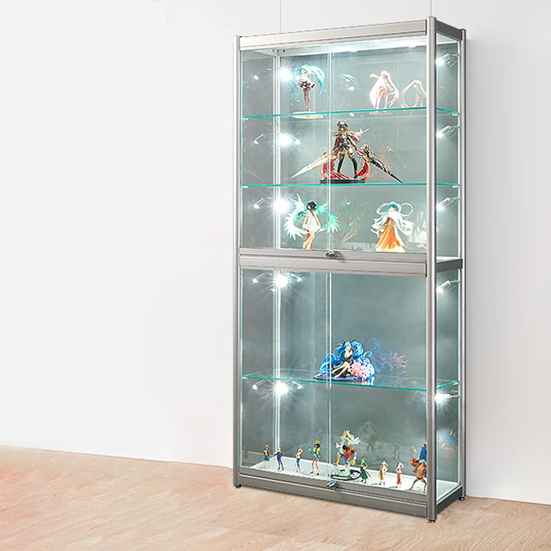 White Display Stand Modern Curio Cabinet with Glass Locking Door Clearhalo 'Display & China Cabinets' 'display_china_cabinets' 'furn' 'furn_display_china_cabinets' 'Furniture' 'Kitchen & Dining Furniture' 6060458