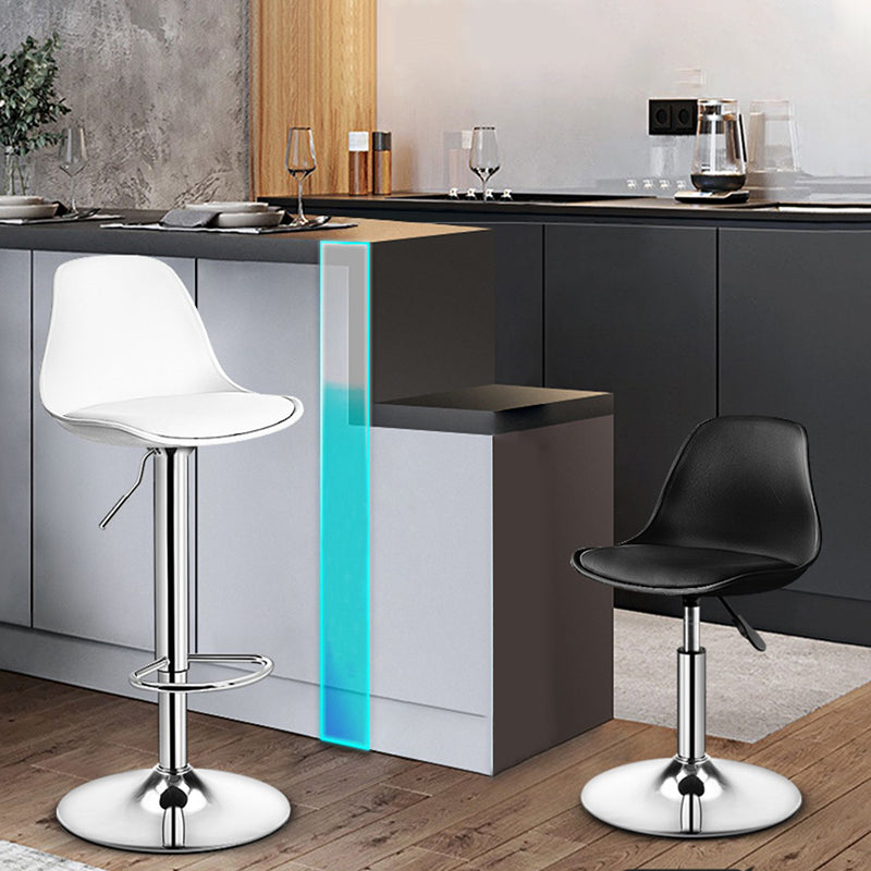 Contemporary Metal Barstool Faux Leather Footrest Adjustable Counter Stool Clearhalo 'Bar Furniture' 'Bar Stools' 'bar_stools' 'furn' 'furn_bar_stools' 'Furniture' 'Kitchen & Dining Furniture' 6063107
