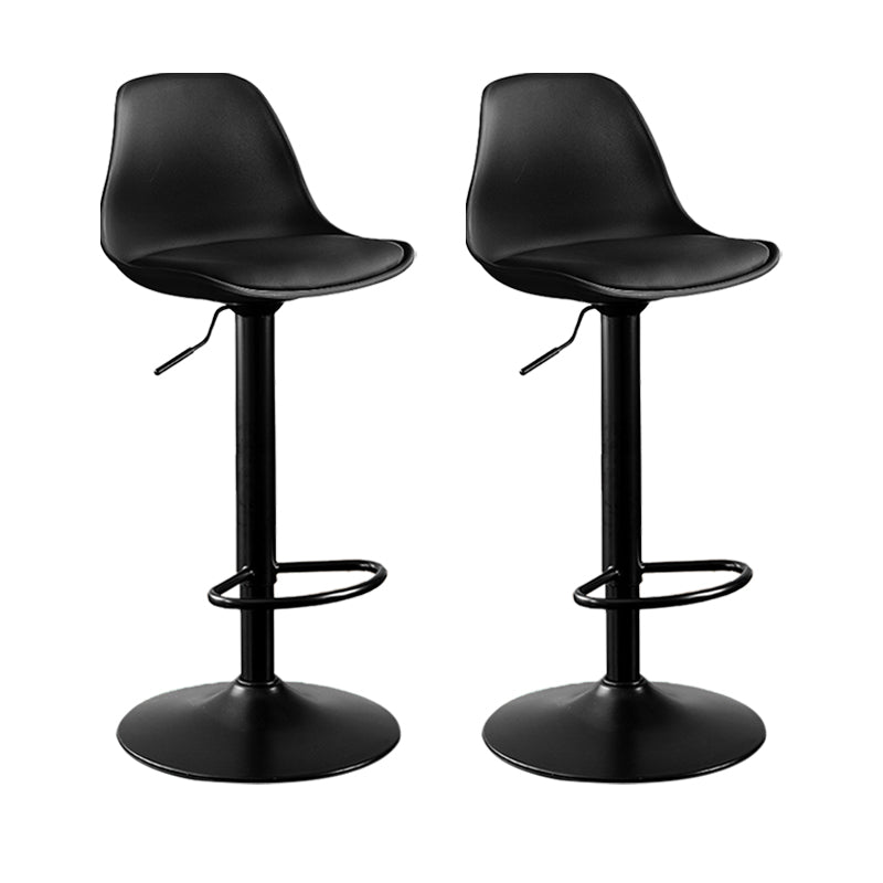 Contemporary Metal Barstool Faux Leather Footrest Adjustable Counter Stool Black Black 2 Piece Set Clearhalo 'Bar Furniture' 'Bar Stools' 'bar_stools' 'furn' 'furn_bar_stools' 'Furniture' 'Kitchen & Dining Furniture' 6063108