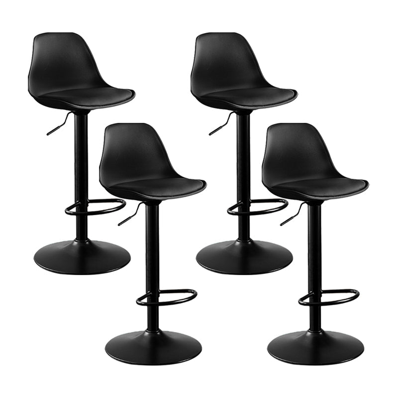 Contemporary Metal Barstool Faux Leather Footrest Adjustable Counter Stool Black Black 4 Piece Set Clearhalo 'Bar Furniture' 'Bar Stools' 'bar_stools' 'furn' 'furn_bar_stools' 'Furniture' 'Kitchen & Dining Furniture' 6063110