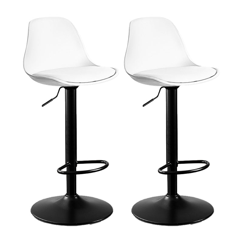 Contemporary Metal Barstool Faux Leather Footrest Adjustable Counter Stool White Black 2 Piece Set Clearhalo 'Bar Furniture' 'Bar Stools' 'bar_stools' 'furn' 'furn_bar_stools' 'Furniture' 'Kitchen & Dining Furniture' 6063117