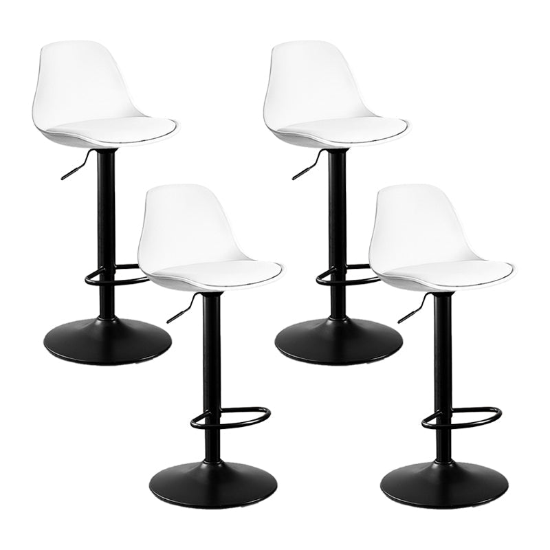 Contemporary Metal Barstool Faux Leather Footrest Adjustable Counter Stool White Black 4 Piece Set Clearhalo 'Bar Furniture' 'Bar Stools' 'bar_stools' 'furn' 'furn_bar_stools' 'Furniture' 'Kitchen & Dining Furniture' 6063119