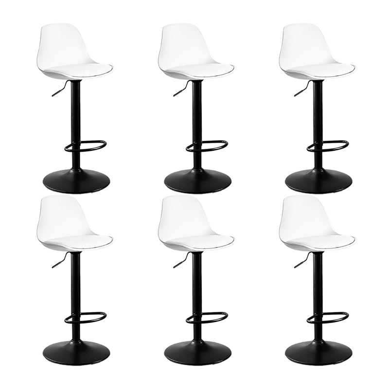 Contemporary Metal Barstool Faux Leather Footrest Adjustable Counter Stool White Black 6 Piece Set Clearhalo 'Bar Furniture' 'Bar Stools' 'bar_stools' 'furn' 'furn_bar_stools' 'Furniture' 'Kitchen & Dining Furniture' 6063121