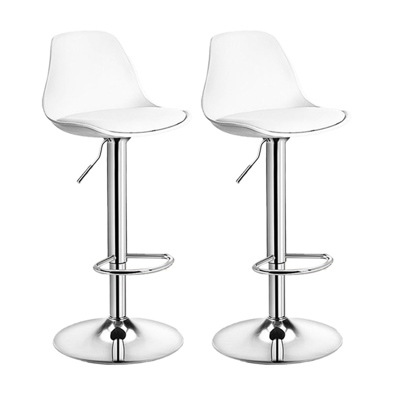 Contemporary Metal Barstool Faux Leather Footrest Adjustable Counter Stool White Chrome 2 Piece Set Clearhalo 'Bar Furniture' 'Bar Stools' 'bar_stools' 'furn' 'furn_bar_stools' 'Furniture' 'Kitchen & Dining Furniture' 6063126