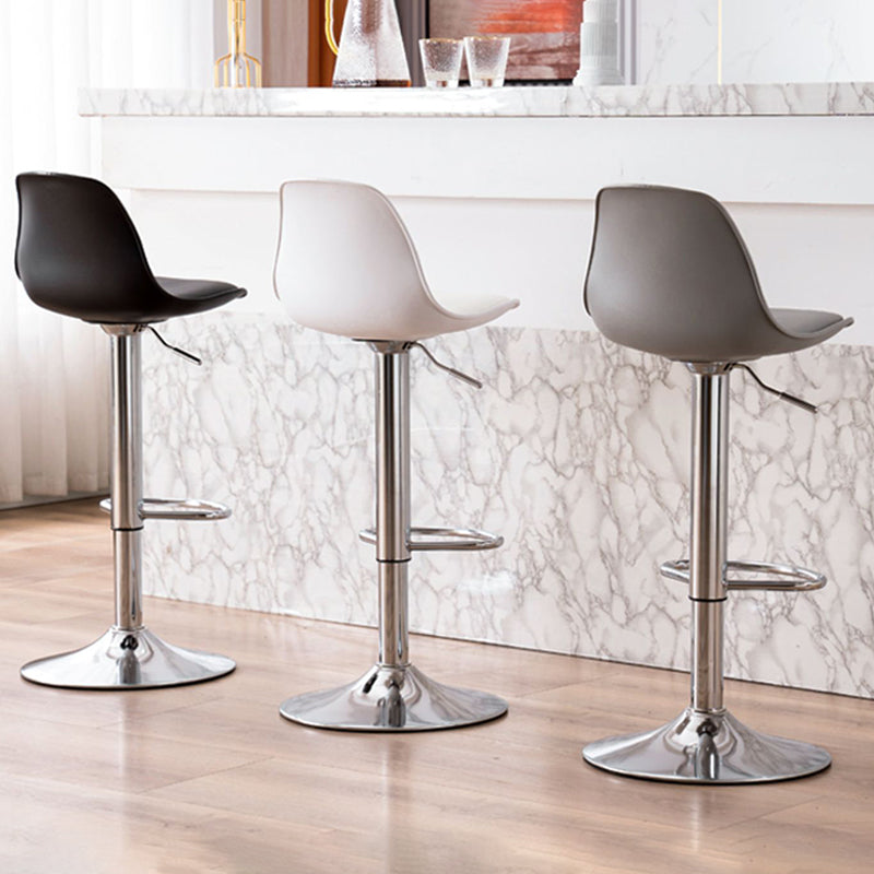 Contemporary Metal Barstool Faux Leather Footrest Adjustable Counter Stool Clearhalo 'Bar Furniture' 'Bar Stools' 'bar_stools' 'furn' 'furn_bar_stools' 'Furniture' 'Kitchen & Dining Furniture' 6063128