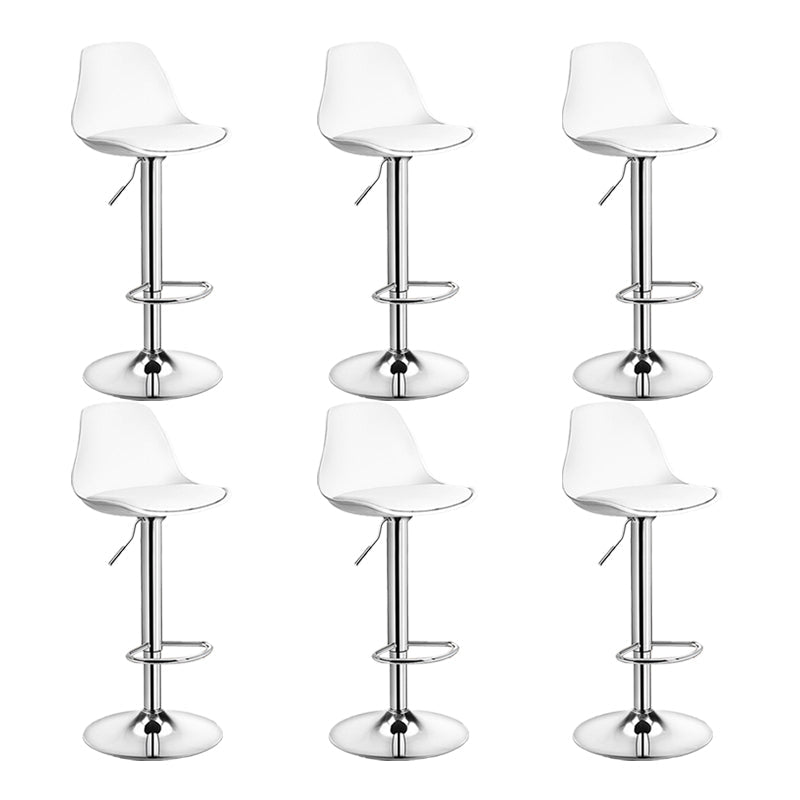Contemporary Metal Barstool Faux Leather Footrest Adjustable Counter Stool White Chrome 6 Piece Set Clearhalo 'Bar Furniture' 'Bar Stools' 'bar_stools' 'furn' 'furn_bar_stools' 'Furniture' 'Kitchen & Dining Furniture' 6063129