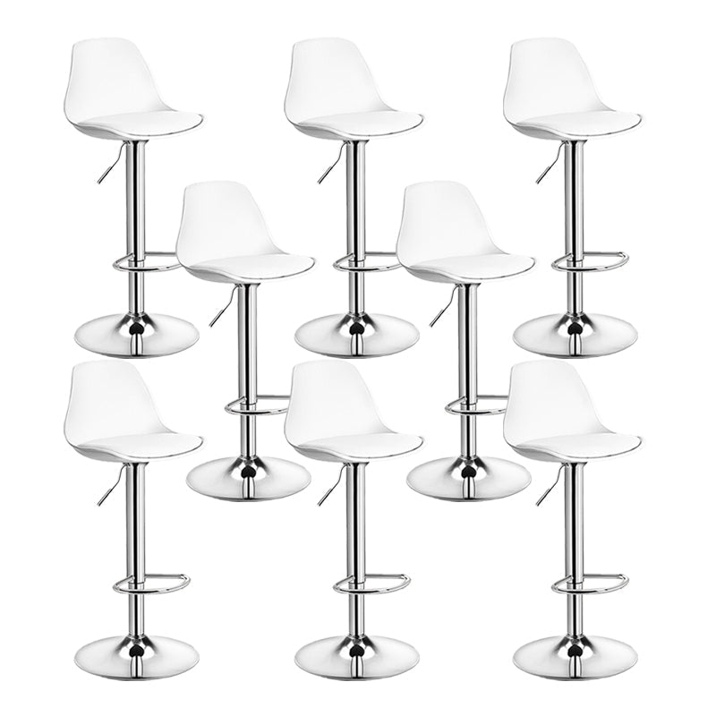 Contemporary Metal Barstool Faux Leather Footrest Adjustable Counter Stool White Chrome 8 Piece Set Clearhalo 'Bar Furniture' 'Bar Stools' 'bar_stools' 'furn' 'furn_bar_stools' 'Furniture' 'Kitchen & Dining Furniture' 6063131