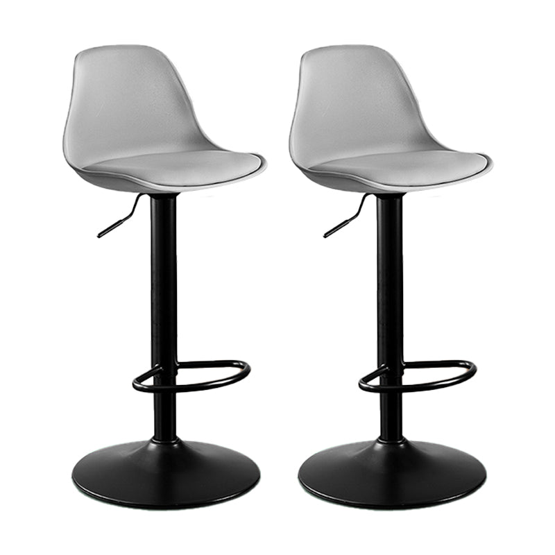 Contemporary Metal Barstool Faux Leather Footrest Adjustable Counter Stool Grey Black 2 Piece Set Clearhalo 'Bar Furniture' 'Bar Stools' 'bar_stools' 'furn' 'furn_bar_stools' 'Furniture' 'Kitchen & Dining Furniture' 6063133