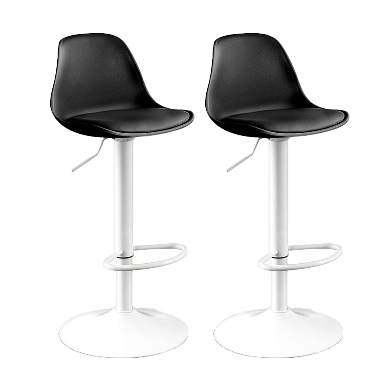 Contemporary Metal Barstool Faux Leather Footrest Adjustable Counter Stool Black White 2 Piece Set Clearhalo 'Bar Furniture' 'Bar Stools' 'bar_stools' 'furn' 'furn_bar_stools' 'Furniture' 'Kitchen & Dining Furniture' 6063137