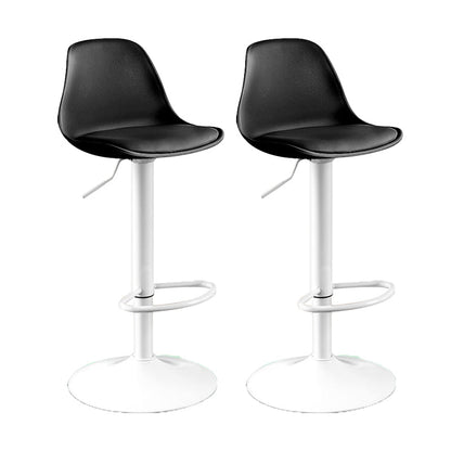 Contemporary Metal Barstool Faux Leather Footrest Adjustable Counter Stool Black White 2 Piece Set Clearhalo 'Bar Furniture' 'Bar Stools' 'bar_stools' 'furn' 'furn_bar_stools' 'Furniture' 'Kitchen & Dining Furniture' 6063137