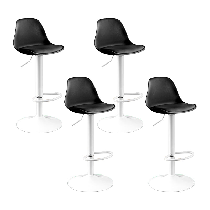 Contemporary Metal Barstool Faux Leather Footrest Adjustable Counter Stool Black White 4 Piece Set Clearhalo 'Bar Furniture' 'Bar Stools' 'bar_stools' 'furn' 'furn_bar_stools' 'Furniture' 'Kitchen & Dining Furniture' 6063138