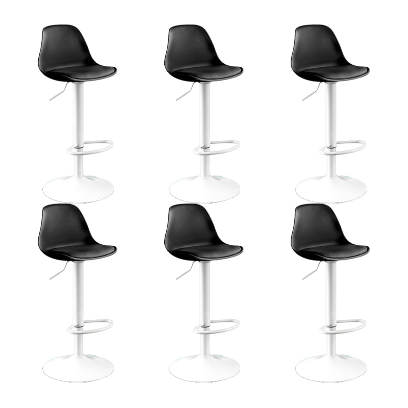 Contemporary Metal Barstool Faux Leather Footrest Adjustable Counter Stool Black White 6 Piece Set Clearhalo 'Bar Furniture' 'Bar Stools' 'bar_stools' 'furn' 'furn_bar_stools' 'Furniture' 'Kitchen & Dining Furniture' 6063139