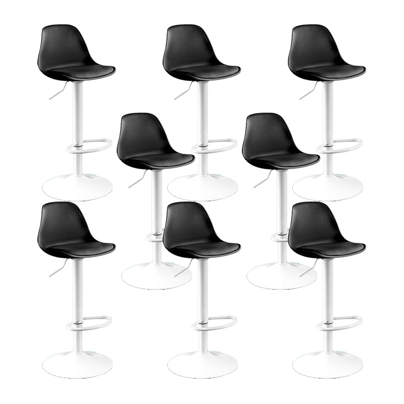 Contemporary Metal Barstool Faux Leather Footrest Adjustable Counter Stool Black White 8 Piece Set Clearhalo 'Bar Furniture' 'Bar Stools' 'bar_stools' 'furn' 'furn_bar_stools' 'Furniture' 'Kitchen & Dining Furniture' 6063140