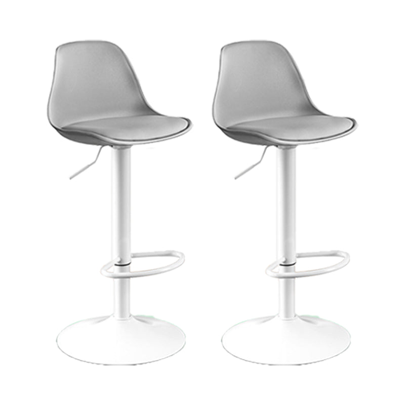 Contemporary Metal Barstool Faux Leather Footrest Adjustable Counter Stool Grey White 2 Piece Set Clearhalo 'Bar Furniture' 'Bar Stools' 'bar_stools' 'furn' 'furn_bar_stools' 'Furniture' 'Kitchen & Dining Furniture' 6063141