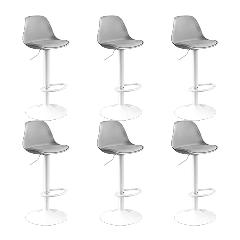 Contemporary Metal Barstool Faux Leather Footrest Adjustable Counter Stool Grey White 6 Piece Set Clearhalo 'Bar Furniture' 'Bar Stools' 'bar_stools' 'furn' 'furn_bar_stools' 'Furniture' 'Kitchen & Dining Furniture' 6063143