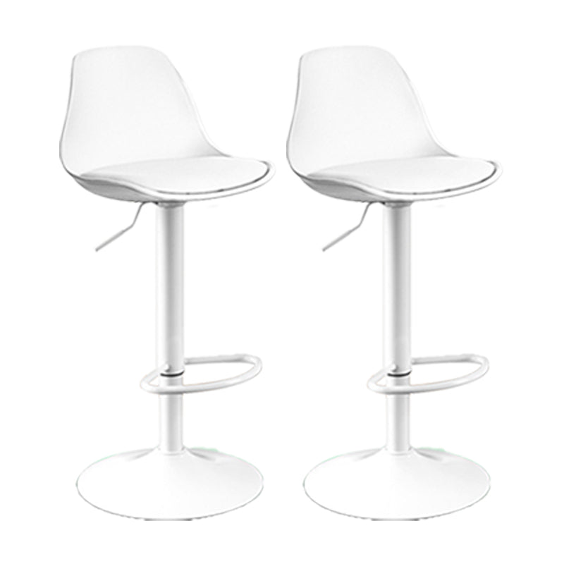 Contemporary Metal Barstool Faux Leather Footrest Adjustable Counter Stool White White 2 Piece Set Clearhalo 'Bar Furniture' 'Bar Stools' 'bar_stools' 'furn' 'furn_bar_stools' 'Furniture' 'Kitchen & Dining Furniture' 6063145