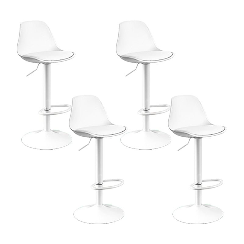 Contemporary Metal Barstool Faux Leather Footrest Adjustable Counter Stool White White 4 Piece Set Clearhalo 'Bar Furniture' 'Bar Stools' 'bar_stools' 'furn' 'furn_bar_stools' 'Furniture' 'Kitchen & Dining Furniture' 6063146