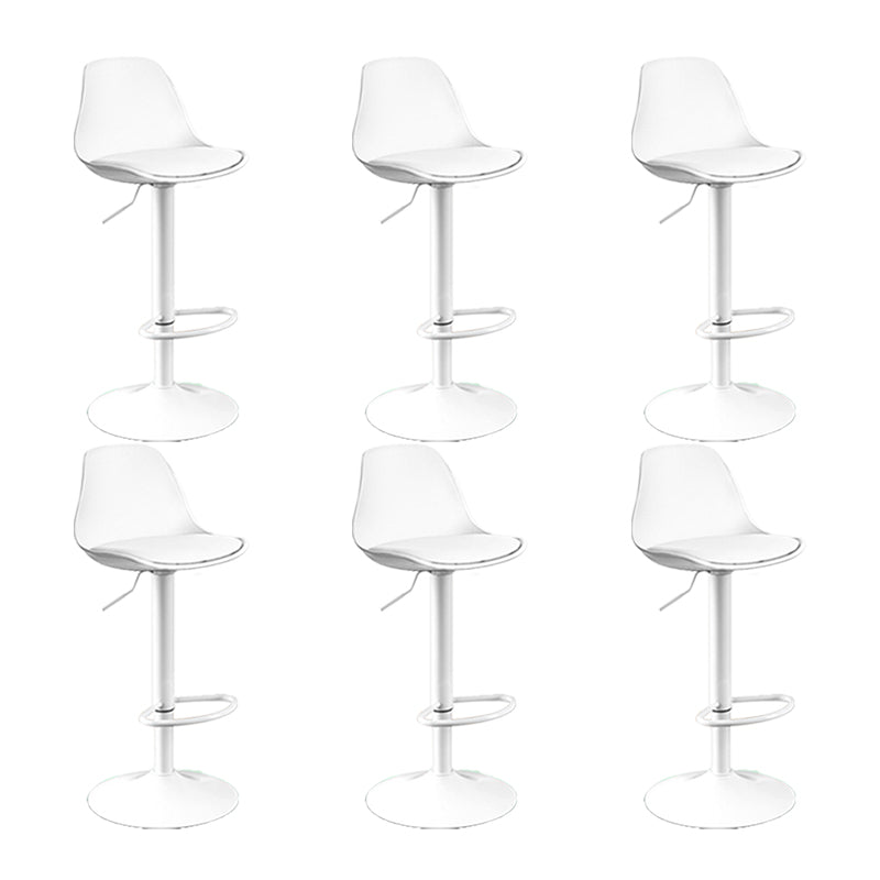 Contemporary Metal Barstool Faux Leather Footrest Adjustable Counter Stool White White 6 Piece Set Clearhalo 'Bar Furniture' 'Bar Stools' 'bar_stools' 'furn' 'furn_bar_stools' 'Furniture' 'Kitchen & Dining Furniture' 6063147