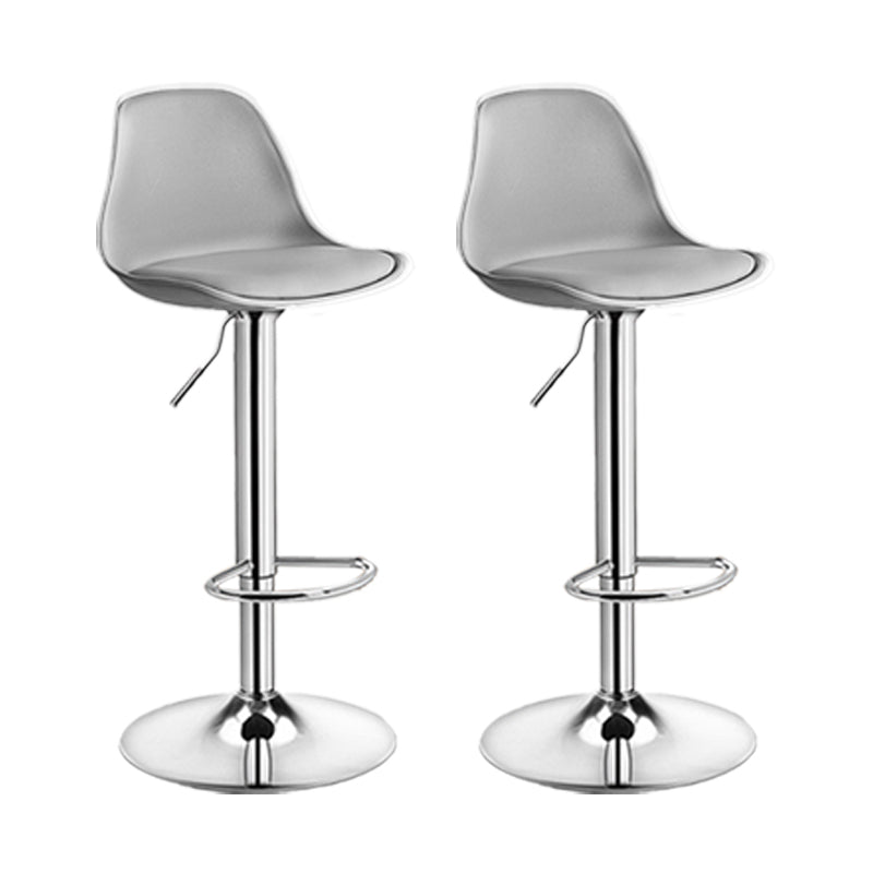 Contemporary Metal Barstool Faux Leather Footrest Adjustable Counter Stool Grey Chrome 2 Piece Set Clearhalo 'Bar Furniture' 'Bar Stools' 'bar_stools' 'furn' 'furn_bar_stools' 'Furniture' 'Kitchen & Dining Furniture' 6063149