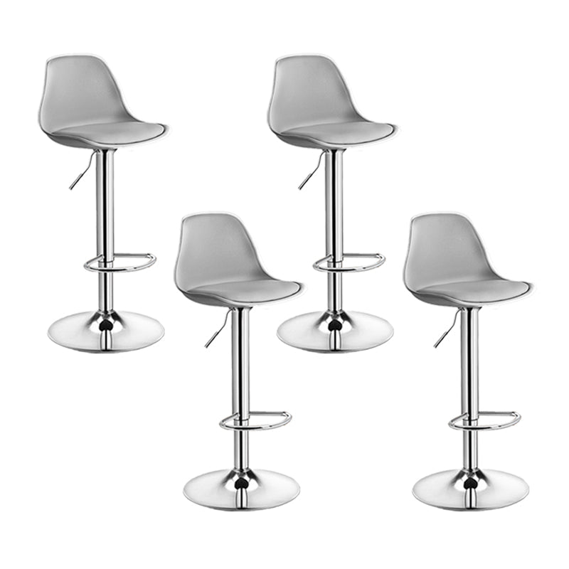 Contemporary Metal Barstool Faux Leather Footrest Adjustable Counter Stool Grey Chrome 4 Piece Set Clearhalo 'Bar Furniture' 'Bar Stools' 'bar_stools' 'furn' 'furn_bar_stools' 'Furniture' 'Kitchen & Dining Furniture' 6063150