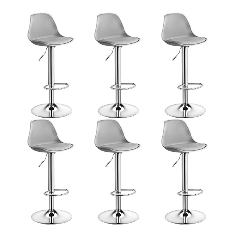 Contemporary Metal Barstool Faux Leather Footrest Adjustable Counter Stool Grey Chrome 6 Piece Set Clearhalo 'Bar Furniture' 'Bar Stools' 'bar_stools' 'furn' 'furn_bar_stools' 'Furniture' 'Kitchen & Dining Furniture' 6063151